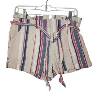 Altar'd State Shorts Paperbag Beige, Striped, Lined, Cuffed Anthropologie SZ- M